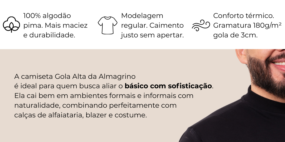 Camiseta Juarez Leite Almagrino - Gola Alta